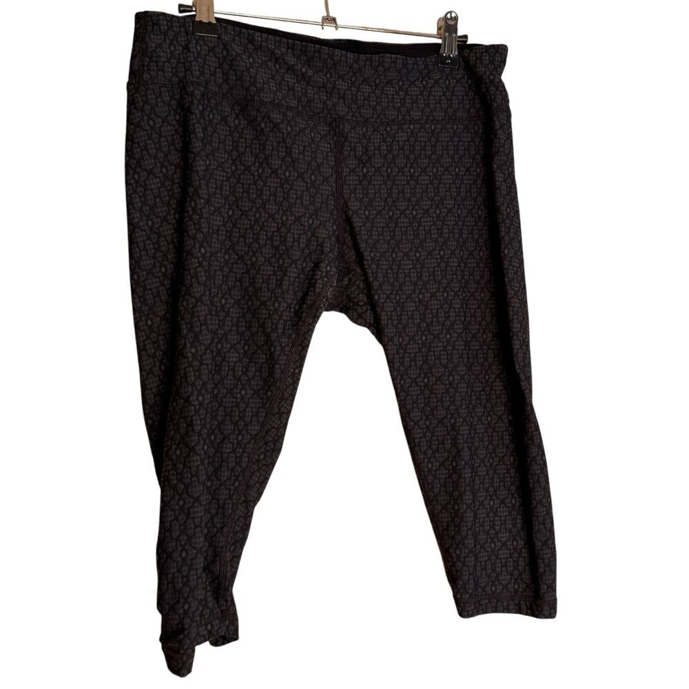 PrAna Misty Knicker Capri Yoga Leggings Women Large Black Stretch Ruched Workout